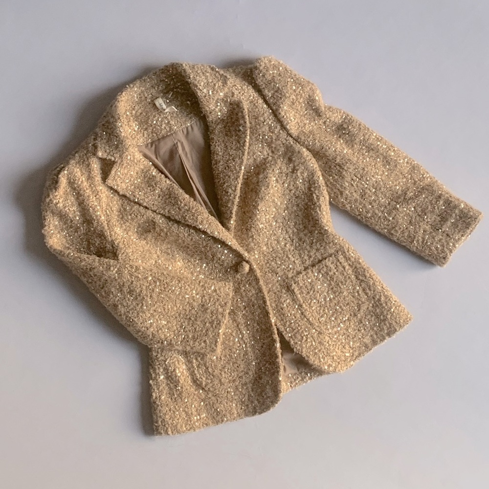 Robbi & Nikki Gold Sequin Textured Heavy Blazer